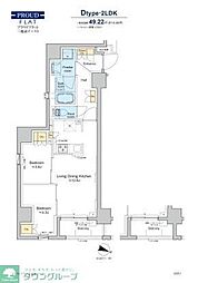 プラウドフラット三越前イースト 10階2LDKの間取り