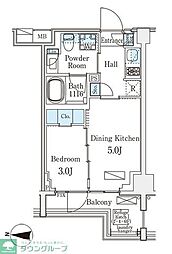 アクアレジデンス錦糸町 1階1DKの間取り