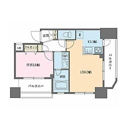 ドゥーエ新川 11階1LDKの間取り