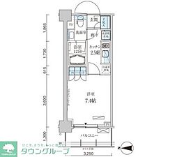 パークアクシス菊川ステーションゲート 9階1Kの間取り