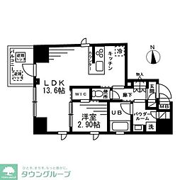 プライマル上野EAST 8階1LDKの間取り