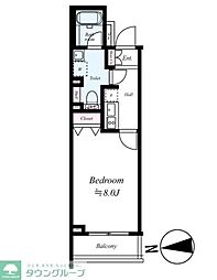 ブライズ亀戸DUE 4階1Kの間取り