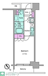 レジディア月島II 8階1Kの間取り