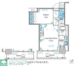 パークアクシス豊洲キャナル 16階1LDKの間取り