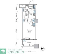 パークキューブ亀戸 5階1Kの間取り