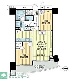 ＴＯＷＥＲ　ＲＥＳＩＤＥＮＣＥ　ＴＯＫＹＯ 6階2LDKの間取り