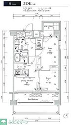 スカイコートヴィスタ隅田公園 6階2DKの間取り