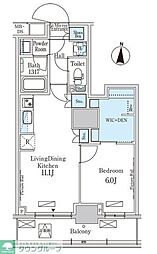 パークアクシス錦糸公園 13階1LDKの間取り