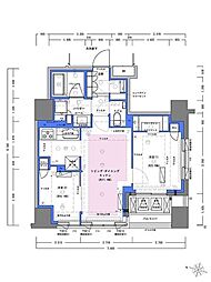 ディームス大手町ノース 6階2LDKの間取り