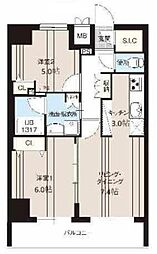 レオーネ南千住II 11階2LDKの間取り