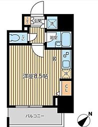 CITY SPIRE新川 3階ワンルームの間取り