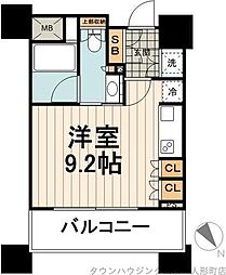 パークアクシス茅場町 6階ワンルームの間取り