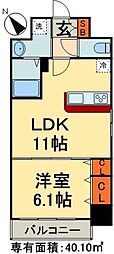 ランエージ新御徒町 11階1LDKの間取り