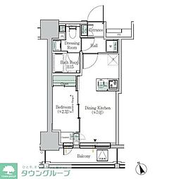 ONE ROOF RESIDENCE ASAKUSABASHI 6階1DKの間取り