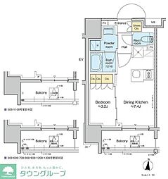 プラウドフラット亀戸ステーションプレイス 4階1DKの間取り