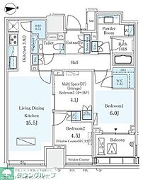 パークコート　ザ・三番町ハウス 9階2SLDKの間取り