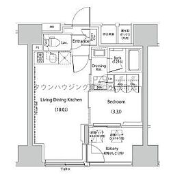 ザ・パークハビオ人形町レジデンス 1LDKの間取図画像