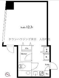 カスタリア水天宮2 1Kの間取図画像