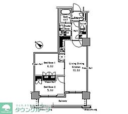 パークアクシス日本橋浜町 2LDKの間取図画像