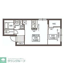 LiveFlat蔵前 1LDKの間取図画像