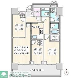 ザ・パークハウス晴海タワーズクロノレジデンス 3LDKの間取図画像