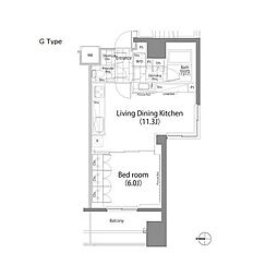 パークハビオ平河町 1LDKの間取図画像
