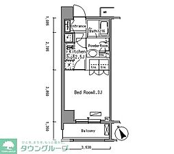 パークアクシス門前仲町 1Kの間取図画像