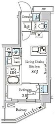 パークアクシス木場キャナルイースト 1DKの間取図画像