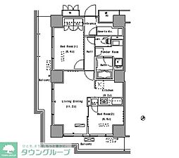 パークアクシス豊洲 2LDKの間取図画像