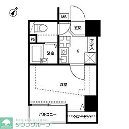 プレール日本橋壱番館 1Kの間取図画像