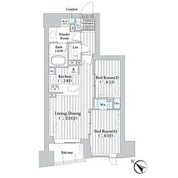 ザ・グランクラッセ日本橋イースト 2LDKの間取図画像