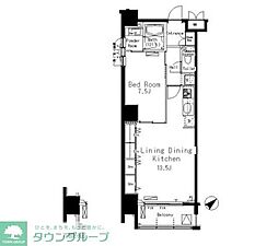 パークアクシス八丁堀 1LDKの間取図画像