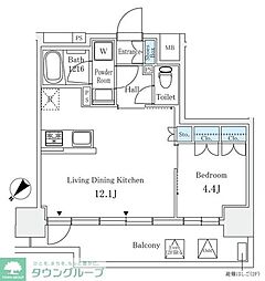 サンライズ茅場町 1LDKの間取図画像
