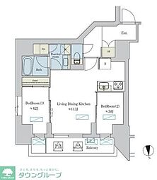 Brillia ist 浅草 2LDKの間取図画像