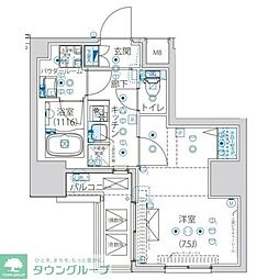 ルクレ墨田緑3 1Kの間取図画像