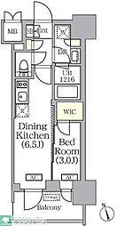 PRIMEGARDEN銀座八丁堀 1DKの間取図画像