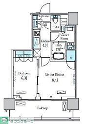 HARUMIFLAGPORTVILLAGED棟 1LDKの間取図画像