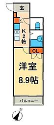 グランヴァン水天宮2 1Kの間取図画像
