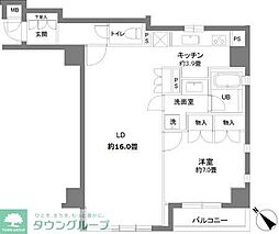 カスタリアお茶の水 1LDKの間取図画像