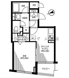 銀座レジデンス伍番館 1DKの間取図画像