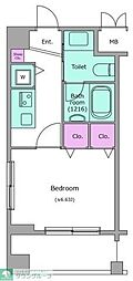 レジディア新川 1Kの間取図画像