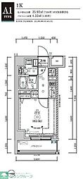 RELUXIA森下II 1Kの間取図画像