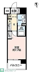 プレール・ドゥーク蔵前2 1Kの間取図画像