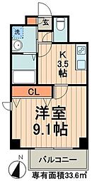 VERGER東陽町 1Kの間取図画像