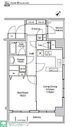 プライムアーバン月島 1LDKの間取図画像