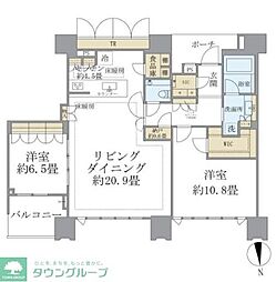 ドゥ・トゥールWEST棟 2LDKの間取図画像