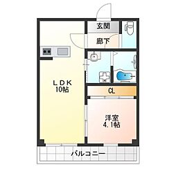 THE COLOR RESIDENCE 3階1LDKの間取り