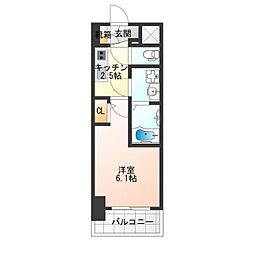 エスリード難波AGREA 15階1Kの間取り