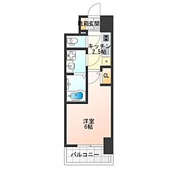 エスリード難波AGREA 4階1Kの間取り