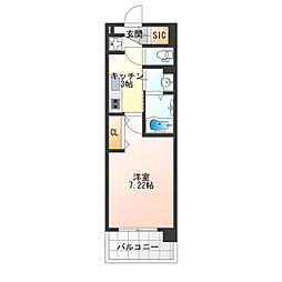 Luxe我孫子II 4階1Kの間取り